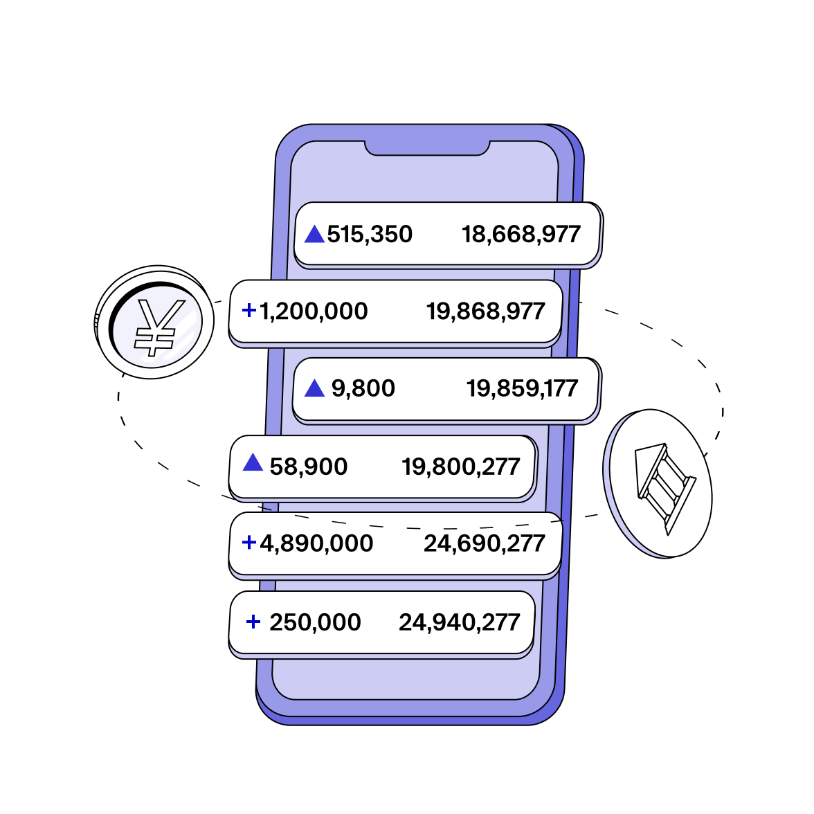 取引明細をリアルタイムで確認しているイメージイラスト